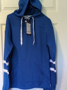 Fox Royal Blue Hoodie with White Drawcords and Sleeve Stripes